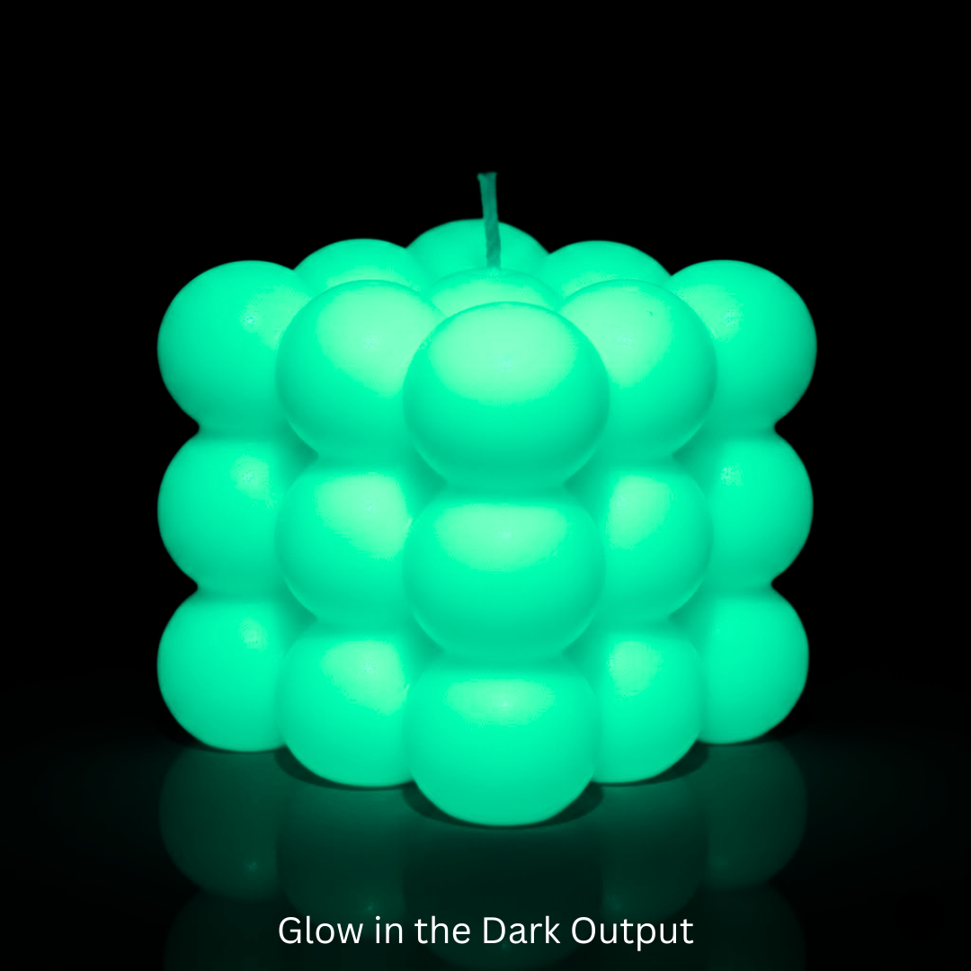 Glowing green candle with a cube-like bubble design on a black background
Sensations Unleashed BDSM Glow in the Dark Wax Play Big Bubble Candle In India
